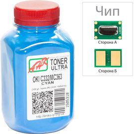 Купить Тонер+чип АНК для OKI C332/MC363 ( тонер АНК, чип АНК) бутль 100г Cyan (1505322) по лучшей цене