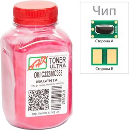 Купить Тонер+чип АНК для OKI C332/MC363 ( тонер АНК, чип АНК) бутль 100г Magenta (1505323) по лучшей цене