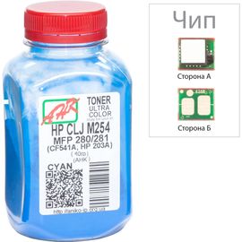 Купить Тонер+чип АНК для HP CLJ M254/MFP280/281 ( тонер АНК, чип АНК) бутль 40г Cyan (3202789) по лучшей цене