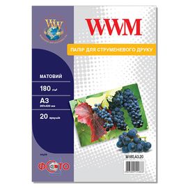 Купить Фотобумага WWM матовая 180г/м кв, A3, 20л (M180.A3.20) по лучшей цене