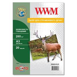 Купить Фотобумага WWM шелковисто - глянцевая 260г/м кв, A3, 20л (SG260.A3.20) по лучшей цене