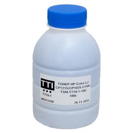 Купить Тонер HP CLJ CP1215 флакон, 100 г, голубой TTI (TSM-T719-1-100) по лучшей цене