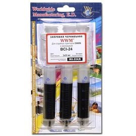 Купить Заправочный набор WWM для Canon BCI-24 (3 x 20мл) Водорастворимые Black (IR3.C24/B) по лучшей цене