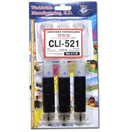 Купить Заправочный набор WWM для Canon CLI-521 (3 x 20мл) Водорастворимые Black (IR3.C11/B) по лучшей цене