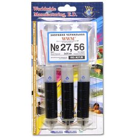 Купить Заправочный набор WWM для HP №27/56 (3 x 20мл) Водорастворимые Black (IR3.H27/B) по лучшей цене