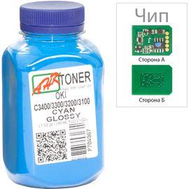 Купить Тонер+чип АНК для OKI C3400/3300 ( тонер АНК, чип АНК) бутль 110г Cyan (1502695) по лучшей цене