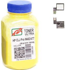 Купить Тонер+чип АНК для HP CLJ Pro M452/477 ( тонер АНК, чип АНК) бутль 100г Yellow (1505173) по лучшей цене