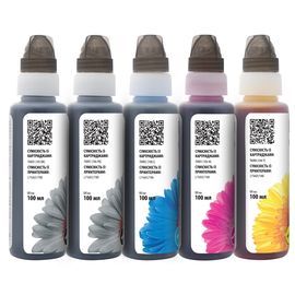 Купить Комплект чернил Epson 105/106 специальные 5x100 мл, флакон OneKey (1K), BK/PB/C/M/Y Barva (E105-1K-MP) по лучшей цене