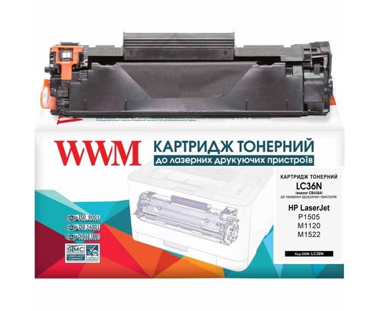 Купить Картридж тонерный WWM для HP LJ P1505/M1120/1522 аналог CB436A Black (LC36N) по лучшей цене