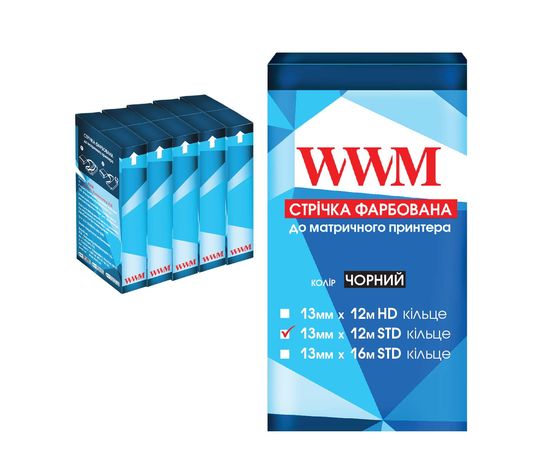 Купить Лента КОМПЛЕКТ 5шт WWM 13мм х 12м (12,7мм x 12м) STD кольцо Black (R13.12S5) по лучшей цене