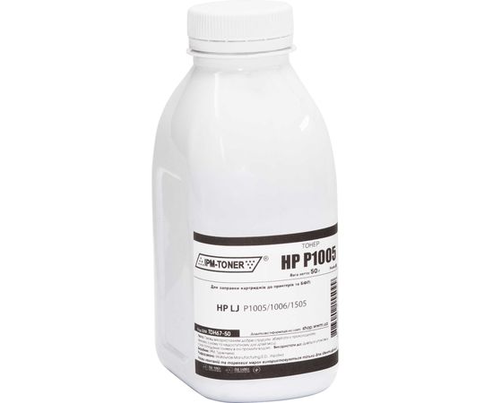 Купить Тонер IPM для HP LJ P1005/1006/1505 бутль 50г Black (TDH67-50) по лучшей цене