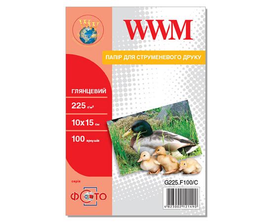 Купить Фотобумага WWM глянцевая 225г/м кв, 10см x 15см, 100л (G225.F100/C) по лучшей цене