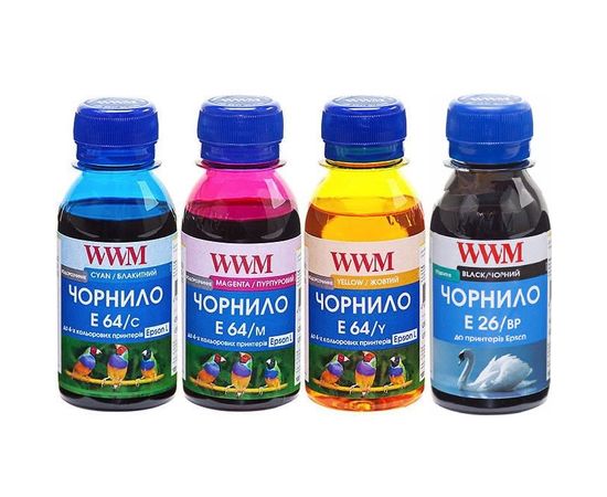 Купить Комплект чернил WWM для Epson L605/L4150/L1455 Пигментные/Водорастворимые 4х100г BP/C/M/Y (E26/64SET4-2) по лучшей цене