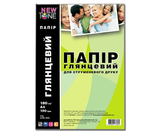 Купить Фотобумага NewTone глянцевая 180г/м кв, A4, 100л (G180.100N) по лучшей цене
