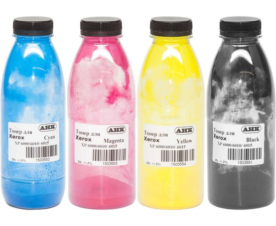 Купить Набор тонера АНК для Xerox Phaser 6000/6010 бутль B/C/M/Y (3202650) Black 35г, Color 20г по лучшей цене