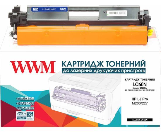 Купить Картридж тонерный WWM для HP LJ Pro M203/227 аналог CF230A Black (LC60N) по лучшей цене