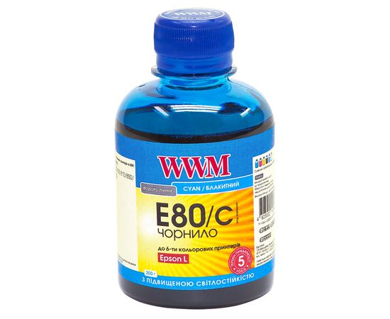 Купить Чернила WWM для Epson L800 200г Cyan Водорастворимые (E80/C) светостойкие по лучшей цене