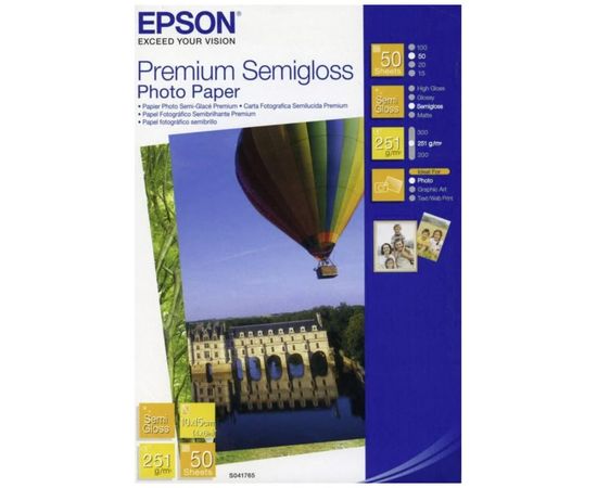 Купить Фотобумага Epson Premium полуглянцевая 251г/м кв, 10см x 15см, 50л (C13S041765) по лучшей цене