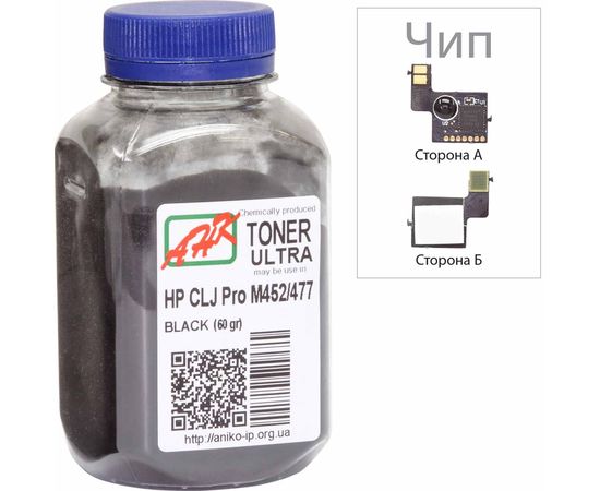 Купить Тонер+чип АНК для HP CLJ Pro M452/477 ( тонер АНК, чип АНК) бутль 60г Black (3202785) по лучшей цене