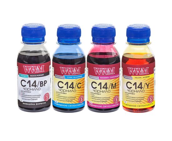 Купить Комплект чернил WWM для Canon CLI-451/CLI-470 Пигментные/Водорастворимые 4х100г BP/C/M/Y (C14SET4-2) по лучшей цене