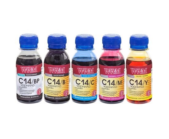 Купить Комплект чернил WWM для Canon CLI-451/CLI-470 Пигментные/Водорастворимые 5х100г BP/B/C/M/Y (C14SET5-2) по лучшей цене