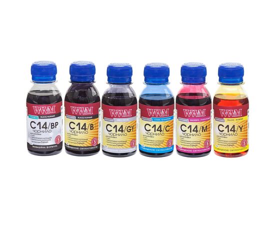 Купить Комплект чернил WWM для Canon CLI-451/CLI-470 Пигментные/Водорастворимые 6х100г BP/B/GY/C/M/Y (C14SET6-2) по лучшей цене
