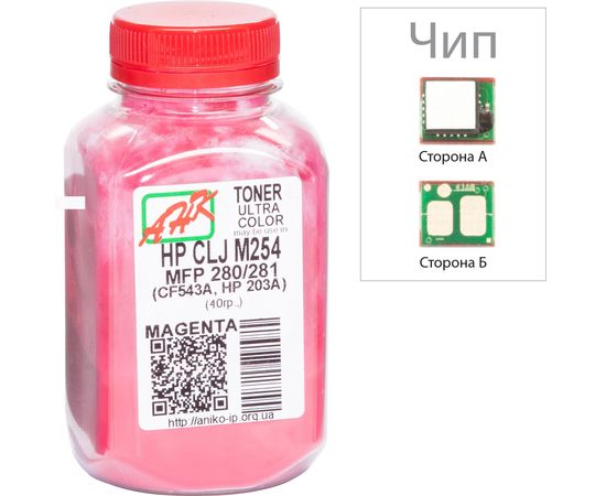 Купить Тонер+чип АНК для HP CLJ M254/MFP280/281 ( тонер АНК, чип АНК) бутль 40г Magenta (3202790) по лучшей цене