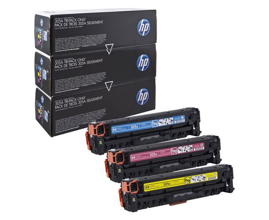 Купить Картридж тонерный HP 305A для CLJ M351/M451/M375/M475 3х2600 копий C/M/Y (CF370AM) Tri-Pack по лучшей цене