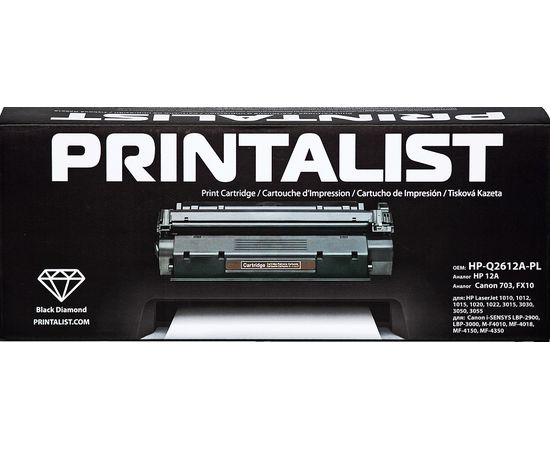 Купить Картридж тонерный PRINTALIST для HP LJ 1010/1020/3015/3050/M1319 аналог Q2612A Black (HP-Q2612A-PL) по лучшей цене