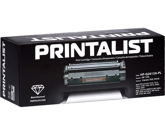 Купить Картридж тонерный PRINTALIST для HP LJ 1010/1020/3015/3050/M1319 аналог Q2612A Black (HP-Q2612A-PL) по лучшей цене