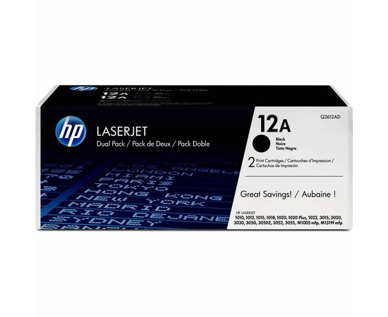 Купить Картридж тонерный HP 12A для LJ 1010/1020/1022 2x2000 копий Black (Q2612AF) двойная упаковка по лучшей цене