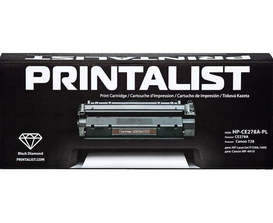 Купить Картридж тонерный PRINTALIST для HP LJ P1566/1606/M1536 аналог CE278A Black (HP-CE278A-PL) по лучшей цене