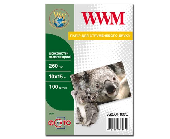 Купить Фотобумага WWM шелковистая полуглянцевая 260г/м кв, 10см x 15см, 100л (SS260.F100/C) по лучшей цене