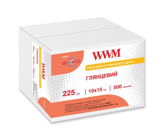 Купить Фотобумага WWM глянцевая 225г/м кв, 10см x 15см, 500л (G225.F500) по лучшей цене