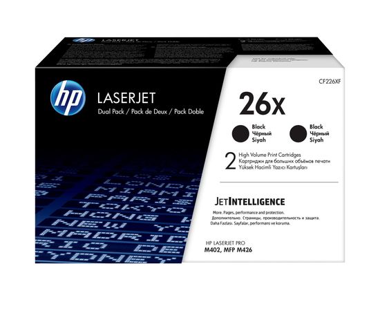 Купить Картридж тонерный HP 26X для HP LJ Pro M402d/M402dn/M402n/M426dw 2x9000 копий Black (CF226XD) Двойная упаковка по лучшей цене