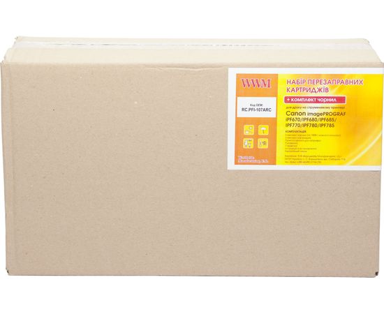 Купить Набор перезаправляемых картриджей WWM для Canon imagePROGRAF iPF670 (RC.PFI-107ARC) по лучшей цене