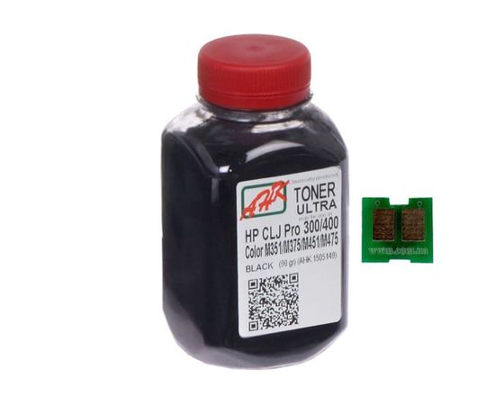 Купить Тонер+чип АНК для HP CLJ Pro 300/400/M475 ( тонер АНК, чип АНК) бутль 90г Black (1505161) по лучшей цене
