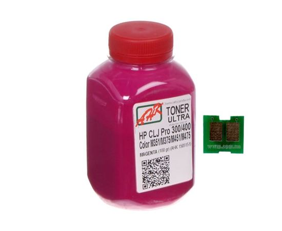 Купить Тонер+чип АНК для HP CLJ Pro 300/400/M475 ( тонер АНК, чип АНК) бутль 100г Magenta (1505163) по лучшей цене