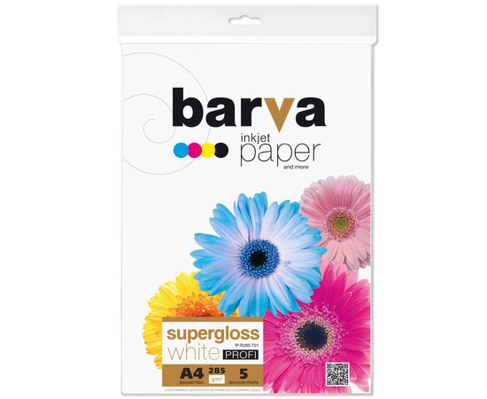 Купить Фотобумага белый суперглянец 285 г/м2, А4, 5 л Profi Barva (IP-R285-T01) по лучшей цене
