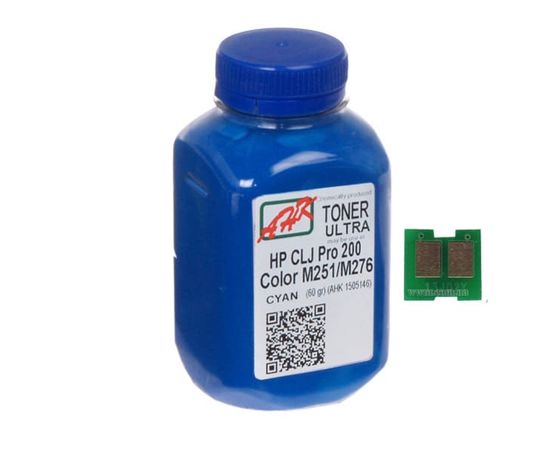Купить Тонер+чип АНК для HP CLJ Pro 200/M251/M276n ( тонер АНК, чип АНК) бутль 60г Cyan (1505158) по лучшей цене