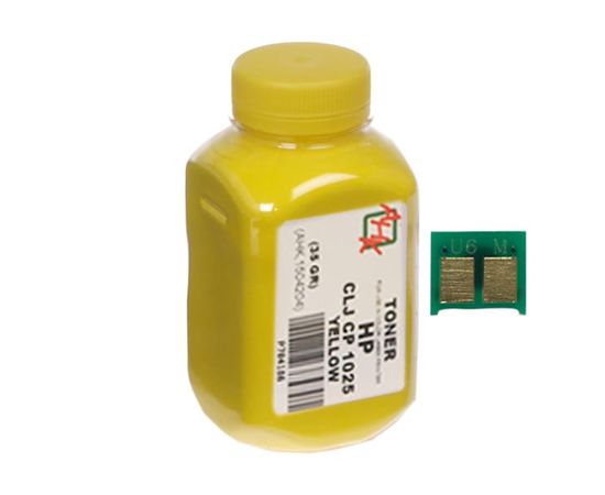 Купить Тонер+чип АНК для HP CLJ CP1025 ( тонер АНК, чип АНК) бутль 35г Yellow (1500128) по лучшей цене