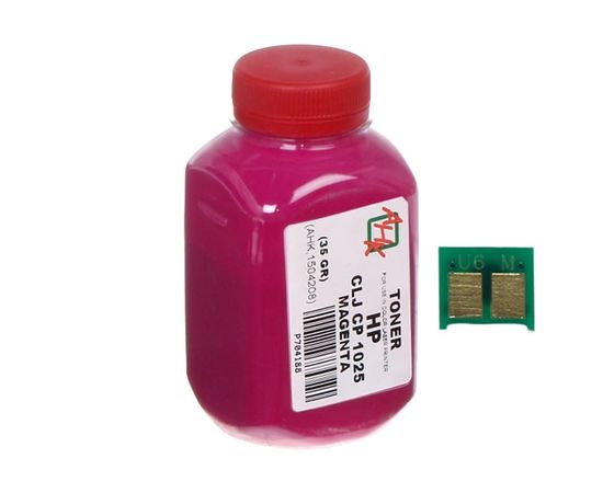 Купить Тонер+чип АНК для HP CLJ CP1025 ( тонер АНК, чип АНК) бутль 35г Magenta (1500126) по лучшей цене