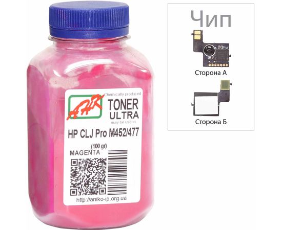 Купить Тонер+чип АНК для HP CLJ Pro M452/477 ( тонер АНК, чип Apex) бутль 100г Magenta (3203129) по лучшей цене