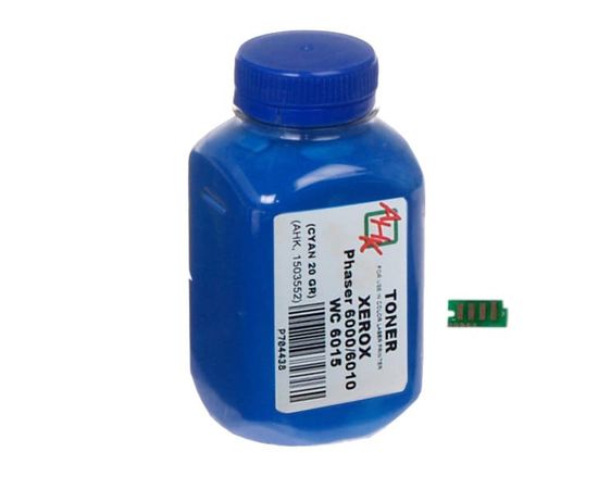 Купить Тонер+чип АНК для Xerox Phaser 6000/6010 ( тонер АНК, чип АНК) бутль 20г Cyan (1500252) реГион 1 и 3 по лучшей цене