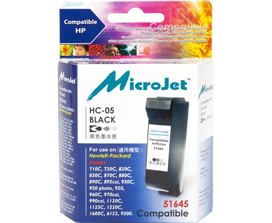 Купить Картридж MicroJet для HP DJ 850C/1100C/1600C аналог HP №45 ( 51645AE) Black (HC-05) по лучшей цене
