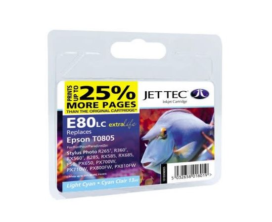 Купить Картридж JetTec для Epson Stylus Photo P50/PX660/PX720WD аналог C13T08054010 Light Cyan (110E008005) повышенной емкости по лучшей цене