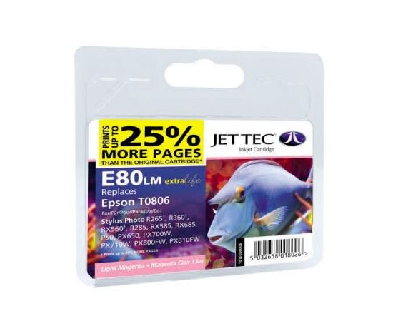 Купить Картридж JetTec для Epson Stylus Photo P50/PX660/PX720WD аналог C13T08064010 Light Magenta (110E008006) повышенной емкости по лучшей цене
