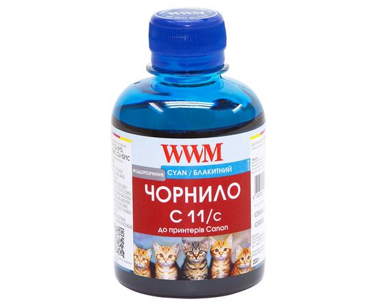 Купить Чернила WWM для Canon CL-511С/CL-513С/CLI-521C 200г Cyan Водорастворимые (C11/C) по лучшей цене