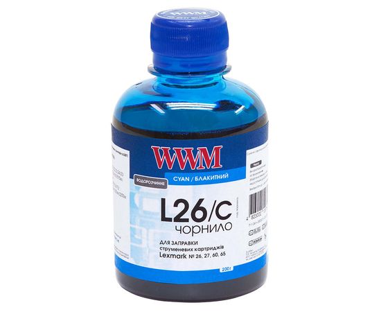 Купить Чернила WWM для Lexmark №26/27 200г Cyan Водорастворимые (L26/C) по лучшей цене