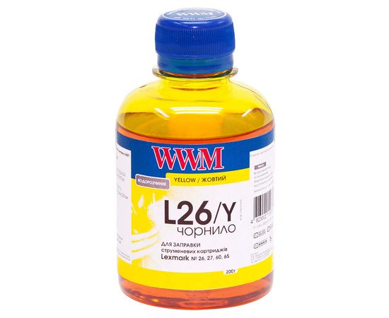 Купить Чернила WWM для Lexmark №26/27 200г Yellow Водорастворимые (L26/Y) по лучшей цене